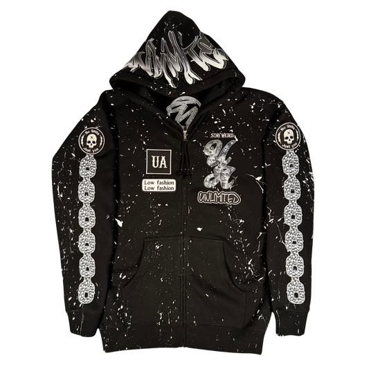 Unlimited Exclusive Zip-Up Hoodie- Black and White