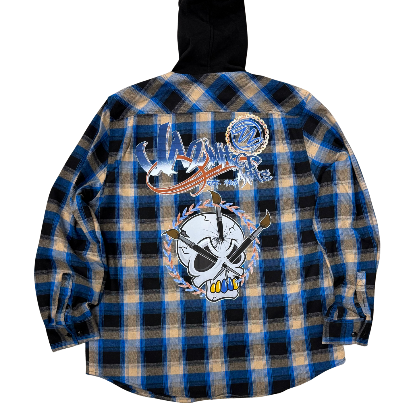 BeArt Black and Blue Hooded Flannel