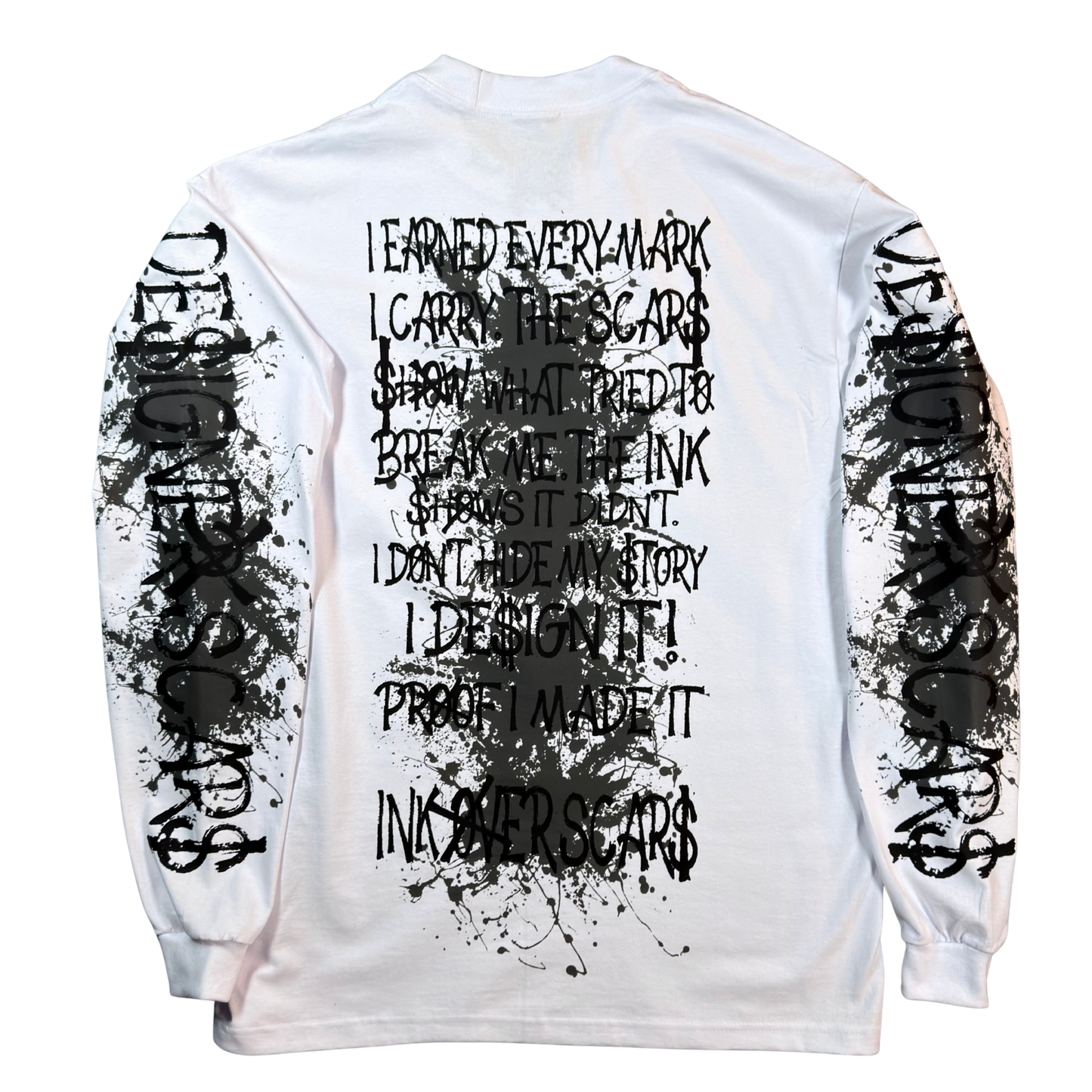Ink Over Scars Oversized White Long Sleeve T-Shirt