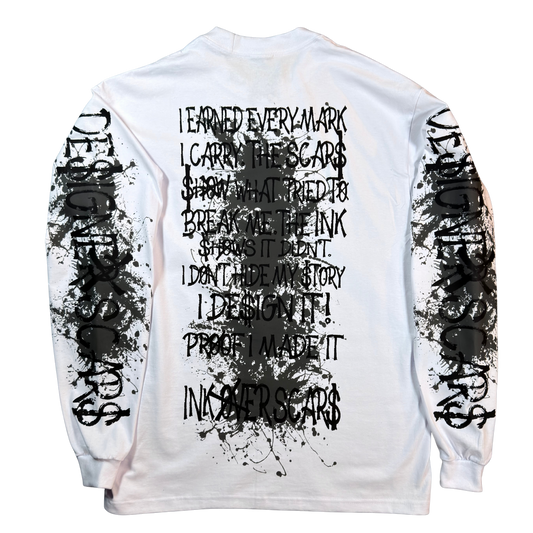 Ink Over Scars Oversized White Long Sleeve T-Shirt