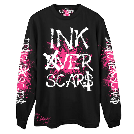 INK OVER SCARS™ OVERSIZED LONG SLEEVE — BLACK & PINK