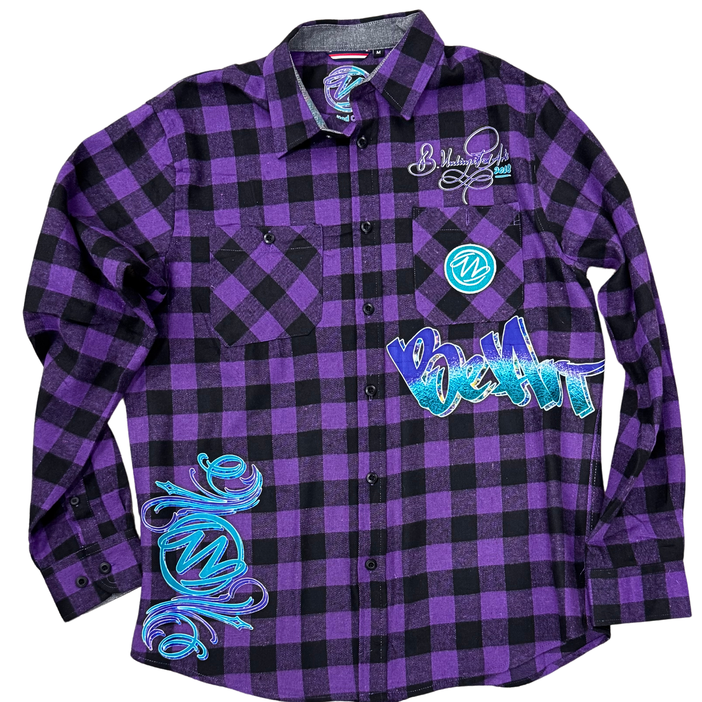 Be Art Buffalo Plaid Shirt in Purple and Black