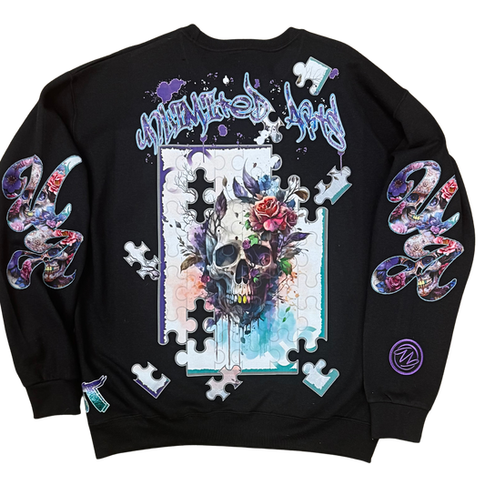 Purple Skull Puzzle Crewneck Sweatshirt