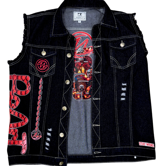 Roses are Red Black Denim Vest
