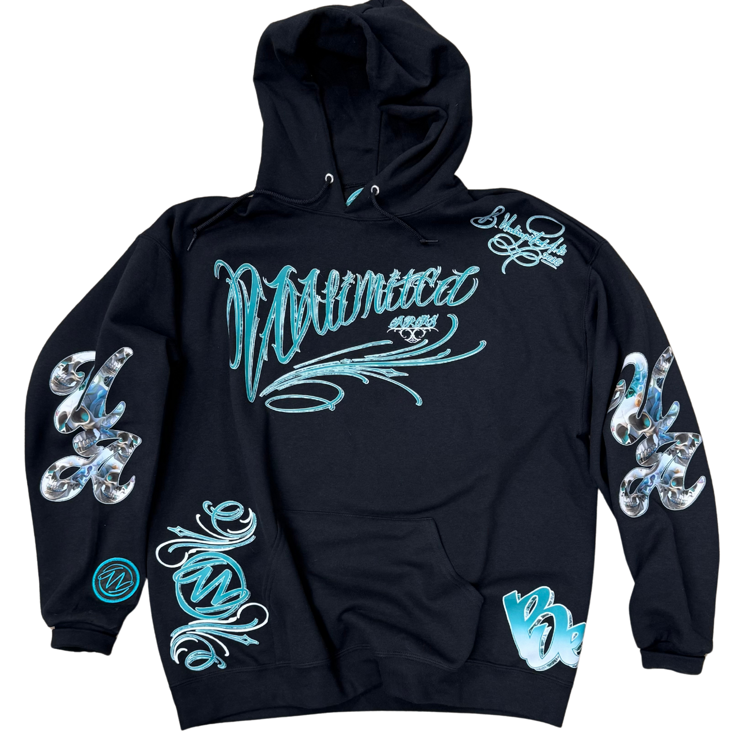 Unlimited Teal skull Mandela Hoodie