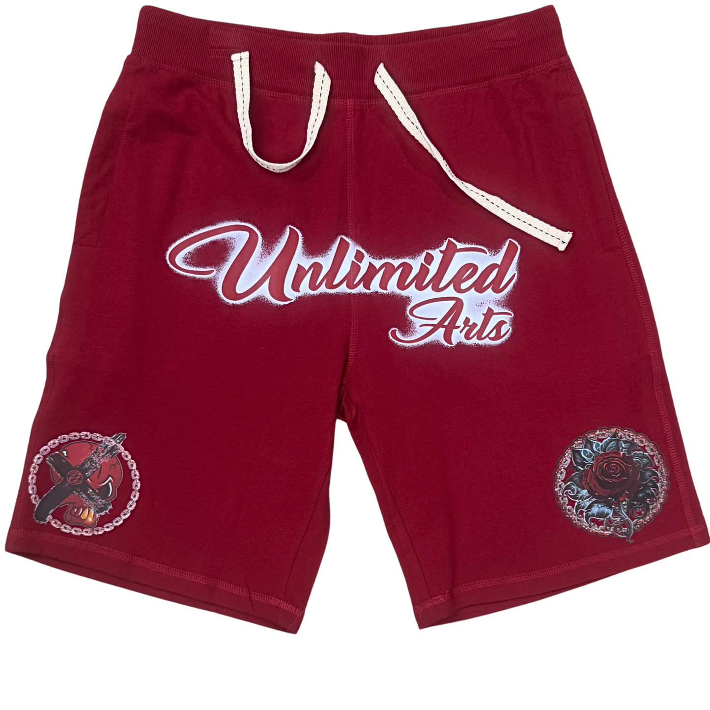 Unlimited Arts Cuts like a Thorn Burgundy Sweat Shorts