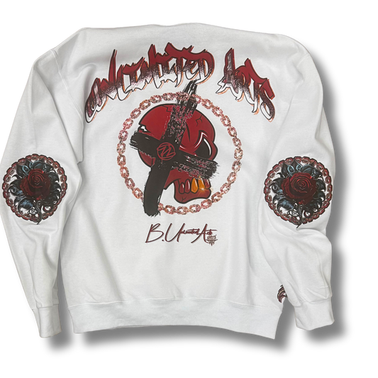 Unlimited Arts Cuts like a Thorn White Crewneck Sweatshirt