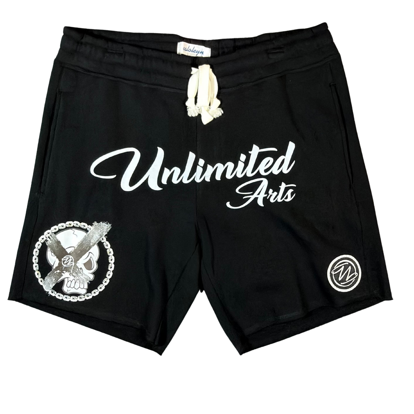 Unlimited Arts Skull Drawstring Shorts