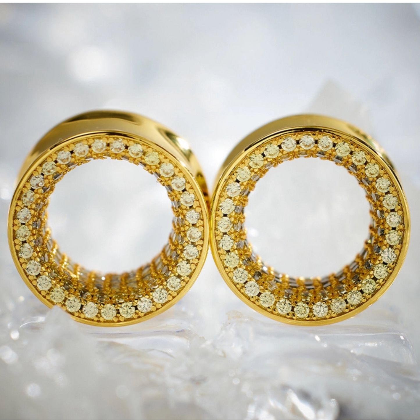 S925 Stars Shining Zircon Ear Gauge Tunnel(2Pcs)