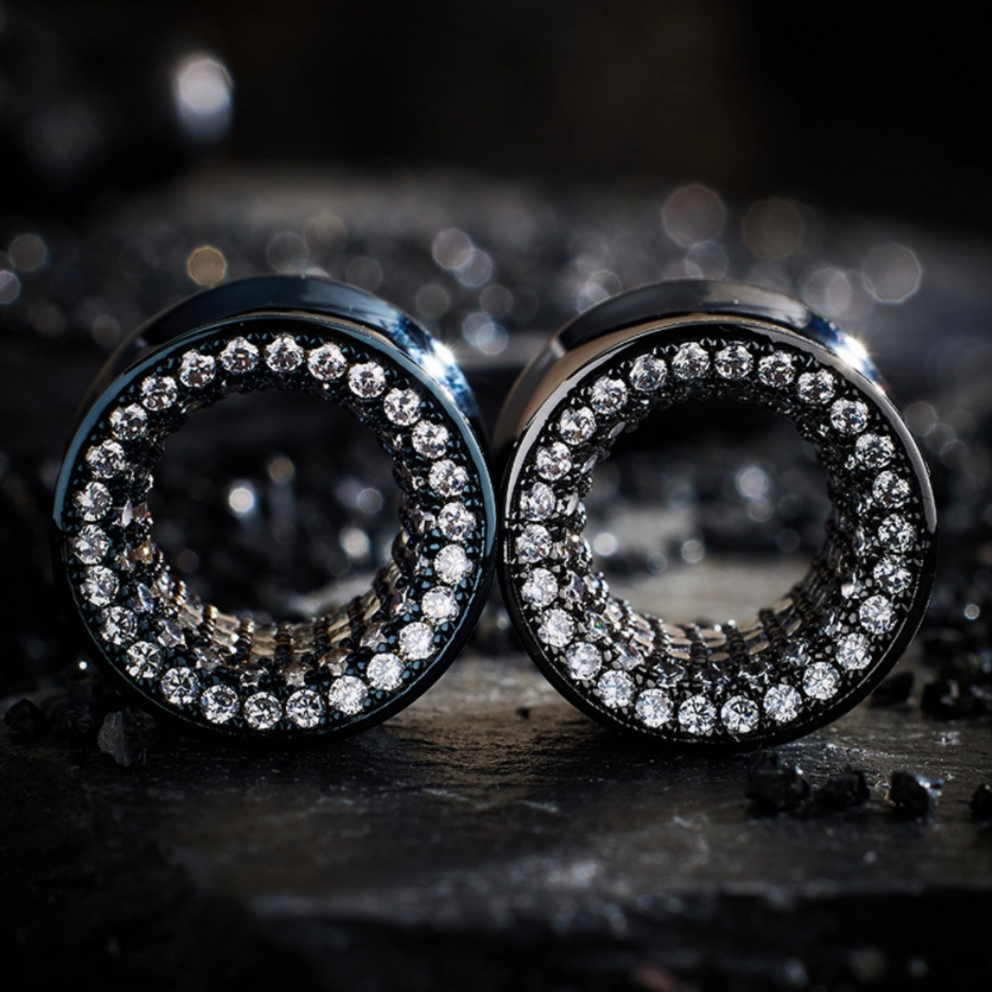 S925 Stars Shining Zircon Ear Gauge Tunnel(2Pcs)