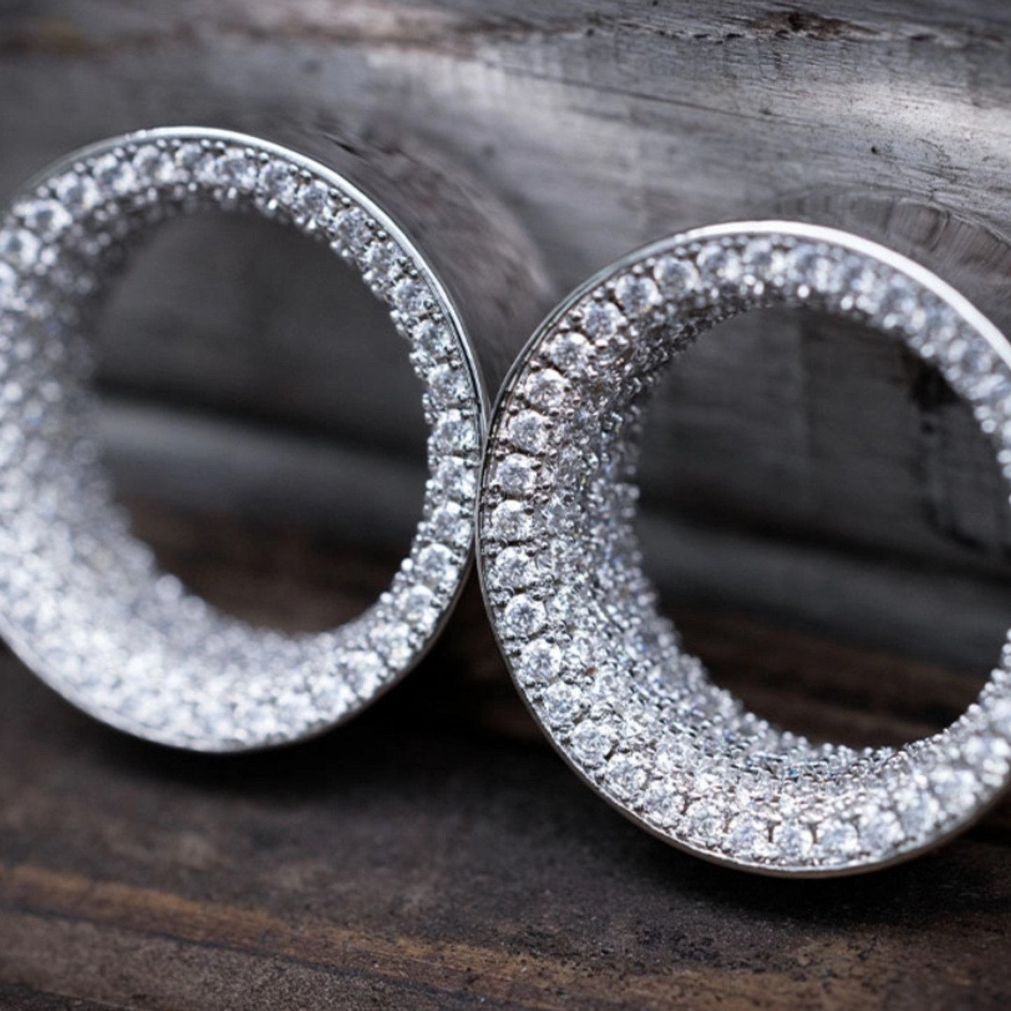 S925 Stars Shining Zircon Ear Gauge Tunnel(2Pcs)