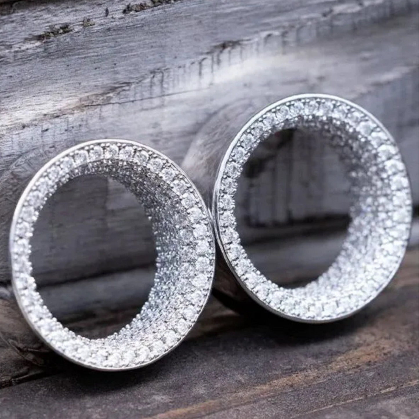 S925 Stars Shining Zircon Ear Gauge Tunnel(2Pcs)