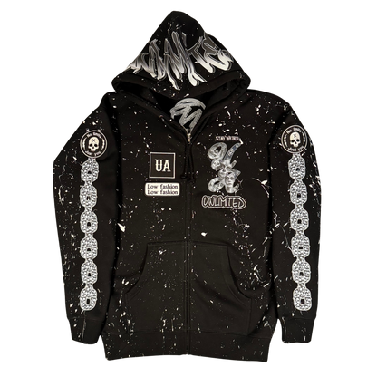 Unlimited Exclusive Zip-Up Hoodie- Black and White