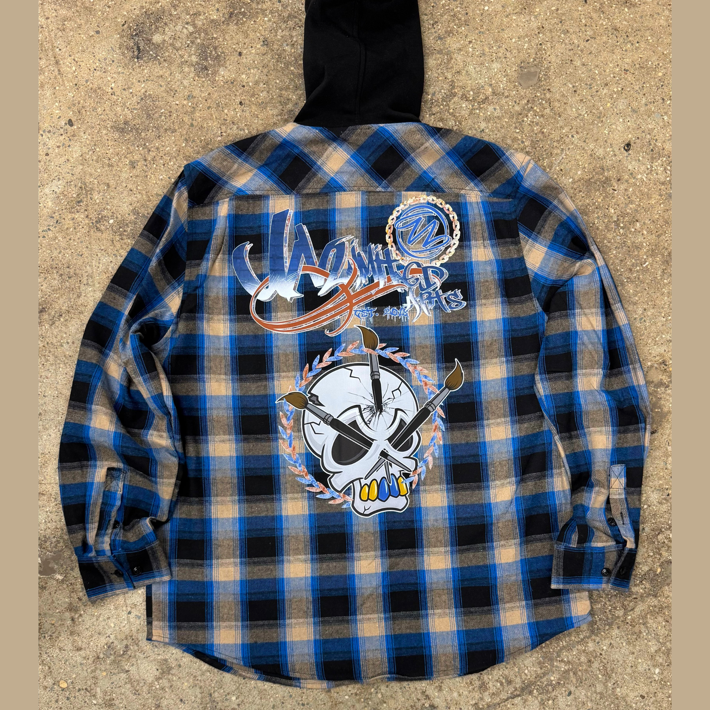 BeArt Black and Blue Hooded Flannel