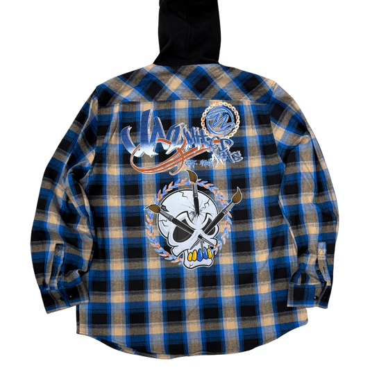 BeArt Black and Blue Hooded Flannel