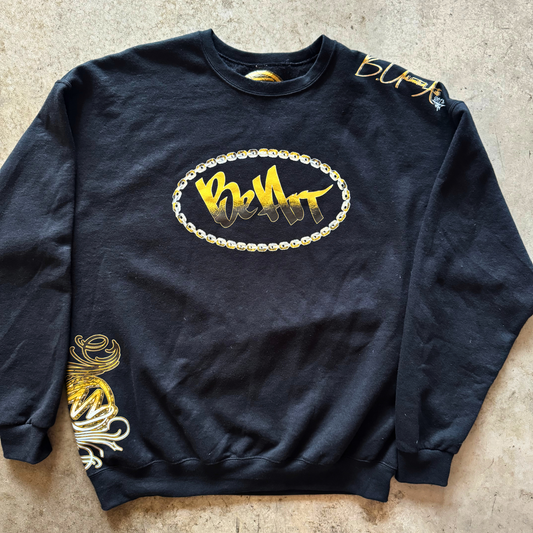 Be Art Coup de Grace Crewneck Sweatshirt- Black and Gold