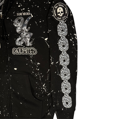 Unlimited Exclusive Zip-Up Hoodie- Black and White
