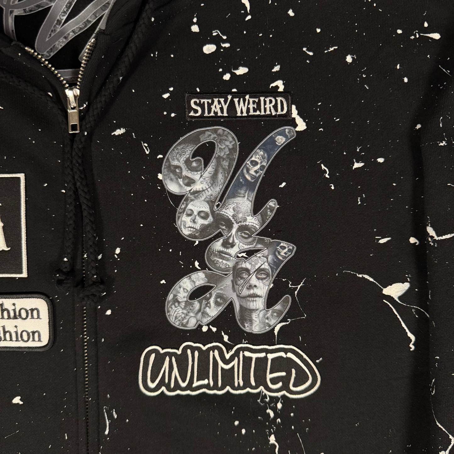 Unlimited Exclusive Zip-Up Hoodie- Black and White