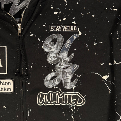 Unlimited Exclusive Zip-Up Hoodie- Black and White