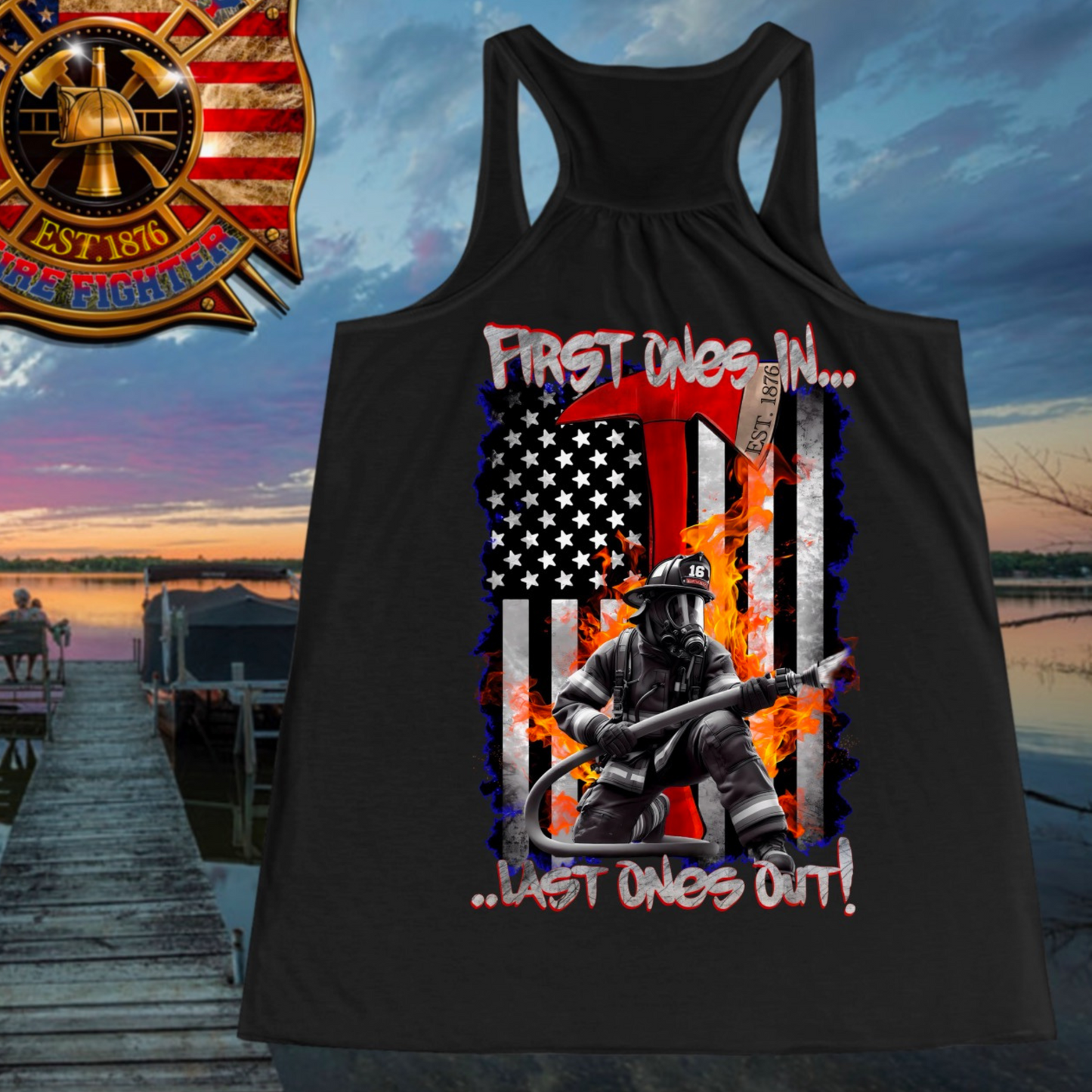 Fire Department Racerback Scoop Neck Flowy Tank Top