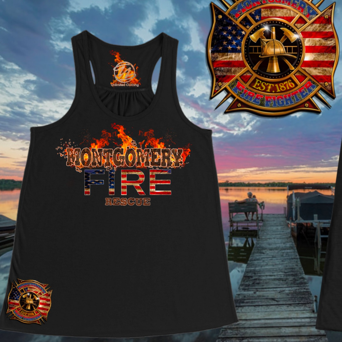 Fire Department Racerback Scoop Neck Flowy Tank Top