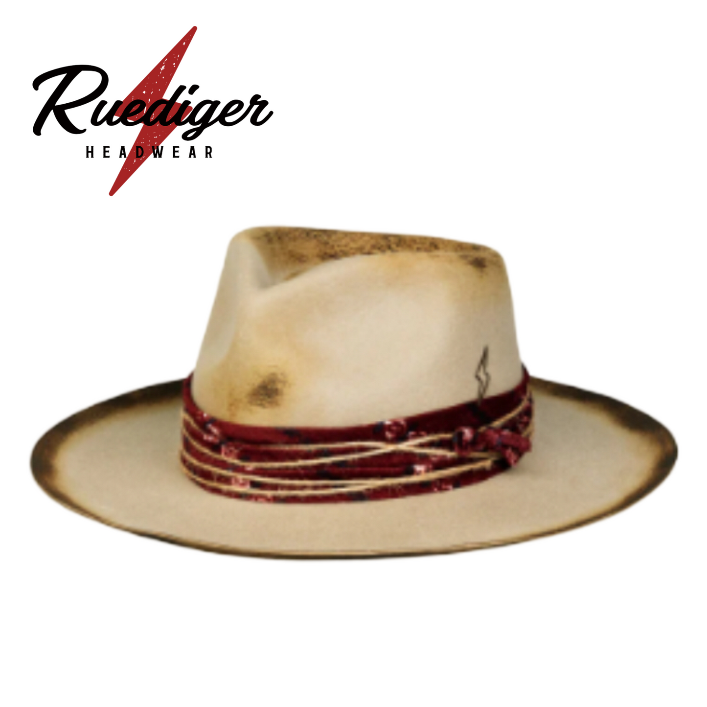 Horizon - Handcrafted Burned Distressed Fedora Hat from Ruediger Hats