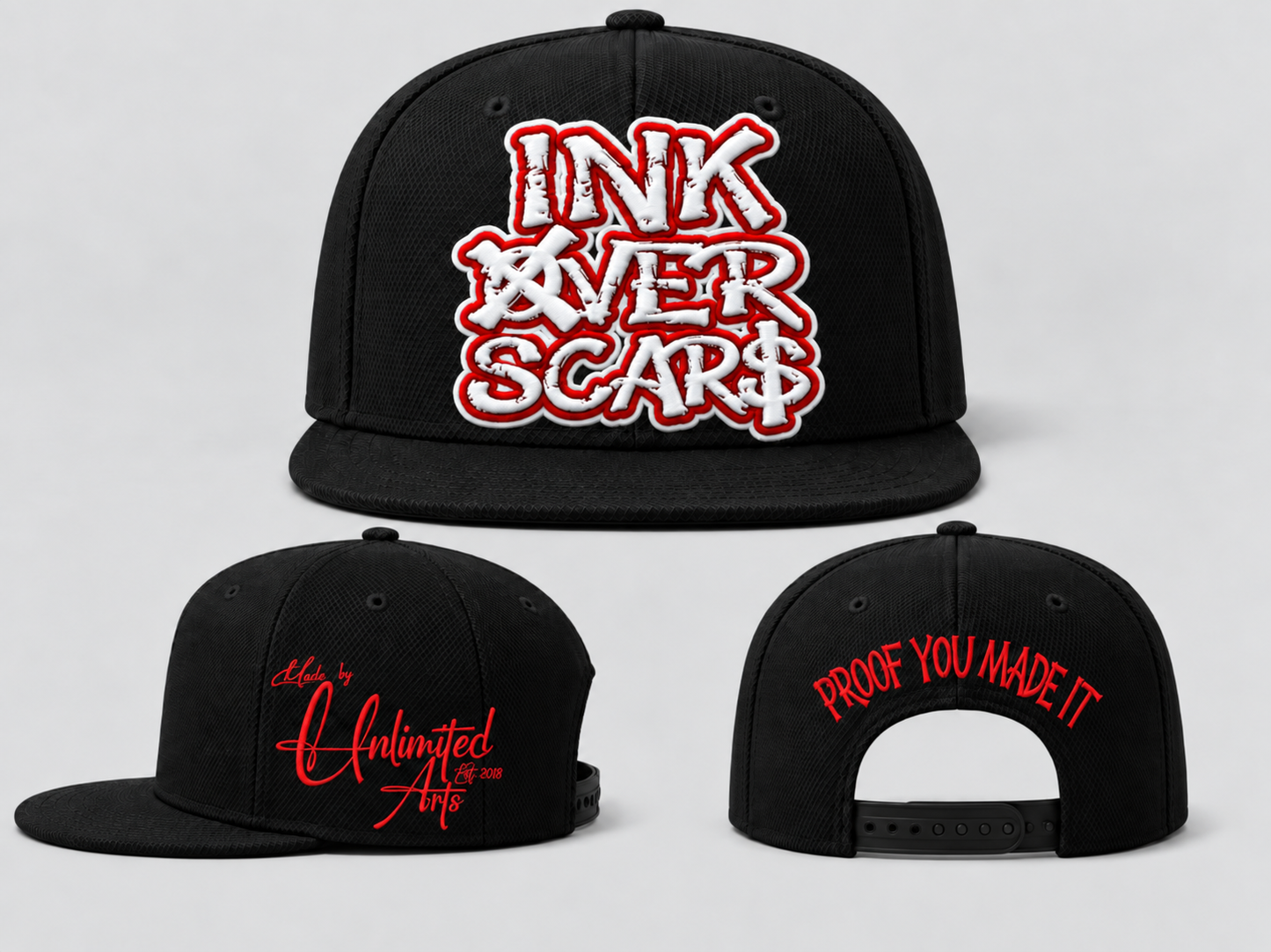 Ink Over Scars Snapback Caps