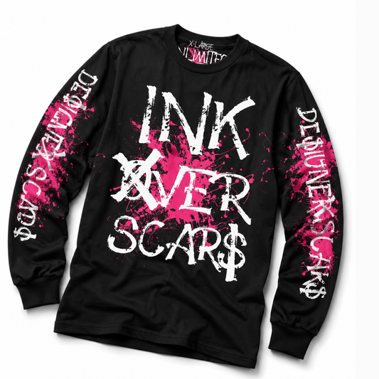 INK OVER SCARS™ OVERSIZED LONG SLEEVE — BLACK & PINK