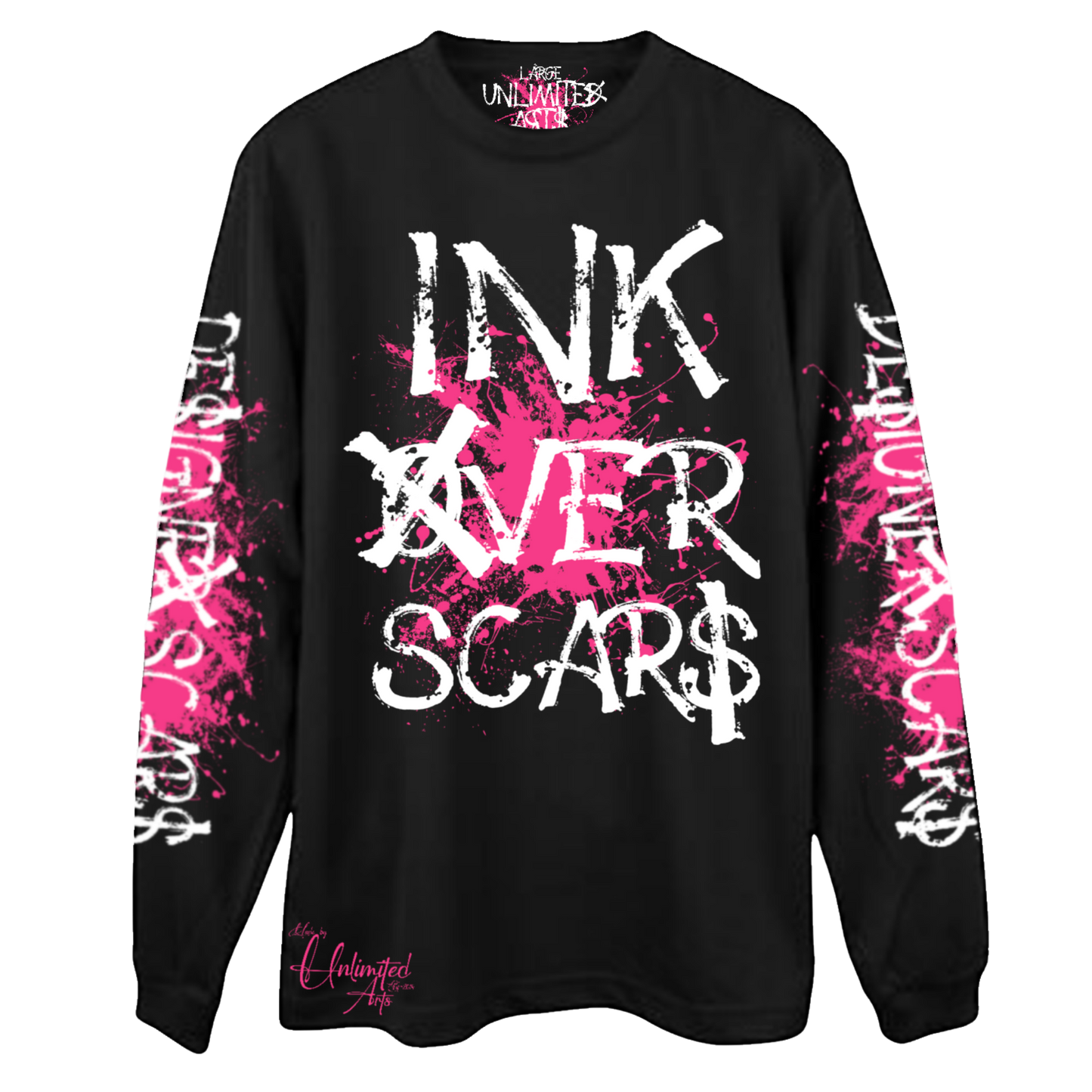 INK OVER SCARS™ OVERSIZED LONG SLEEVE — BLACK & PINK