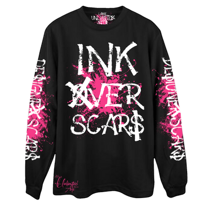 INK OVER SCARS™ OVERSIZED LONG SLEEVE — BLACK & PINK