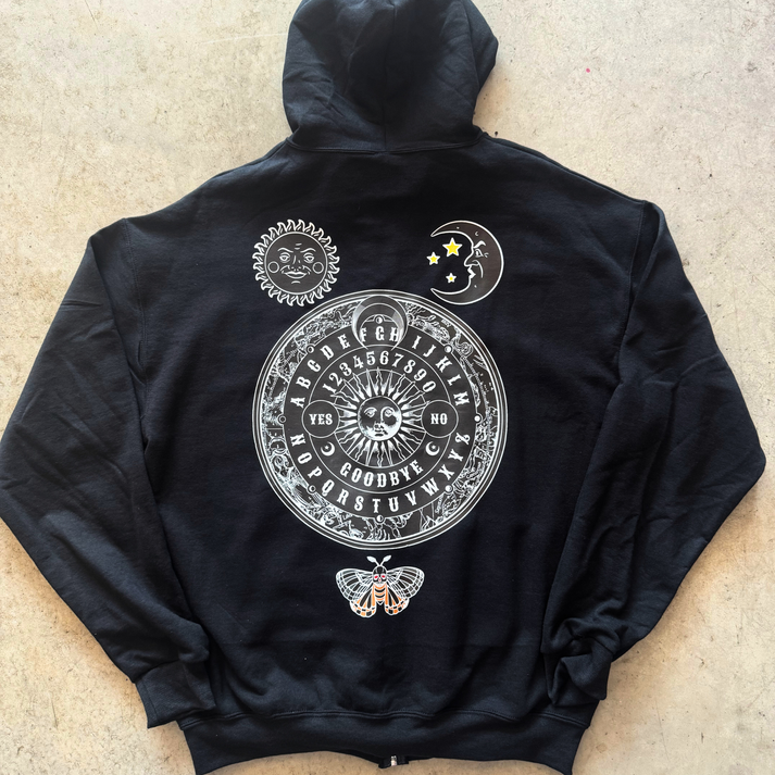 Ouija Spirit Board Zip Up Hoodie Unlimited art
