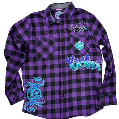 Be Art Buffalo Plaid Shirt in Purple and Black