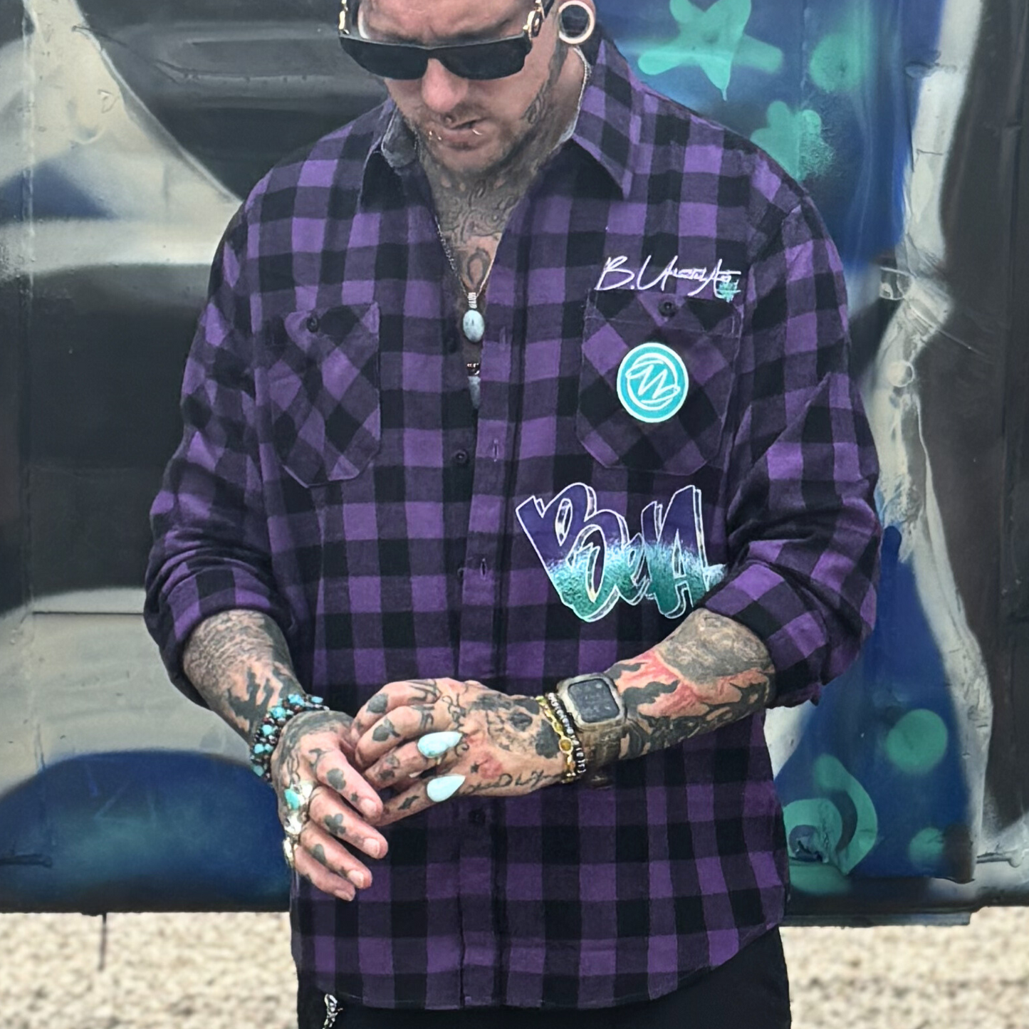 Be Art Buffalo Plaid Shirt in Purple and Black