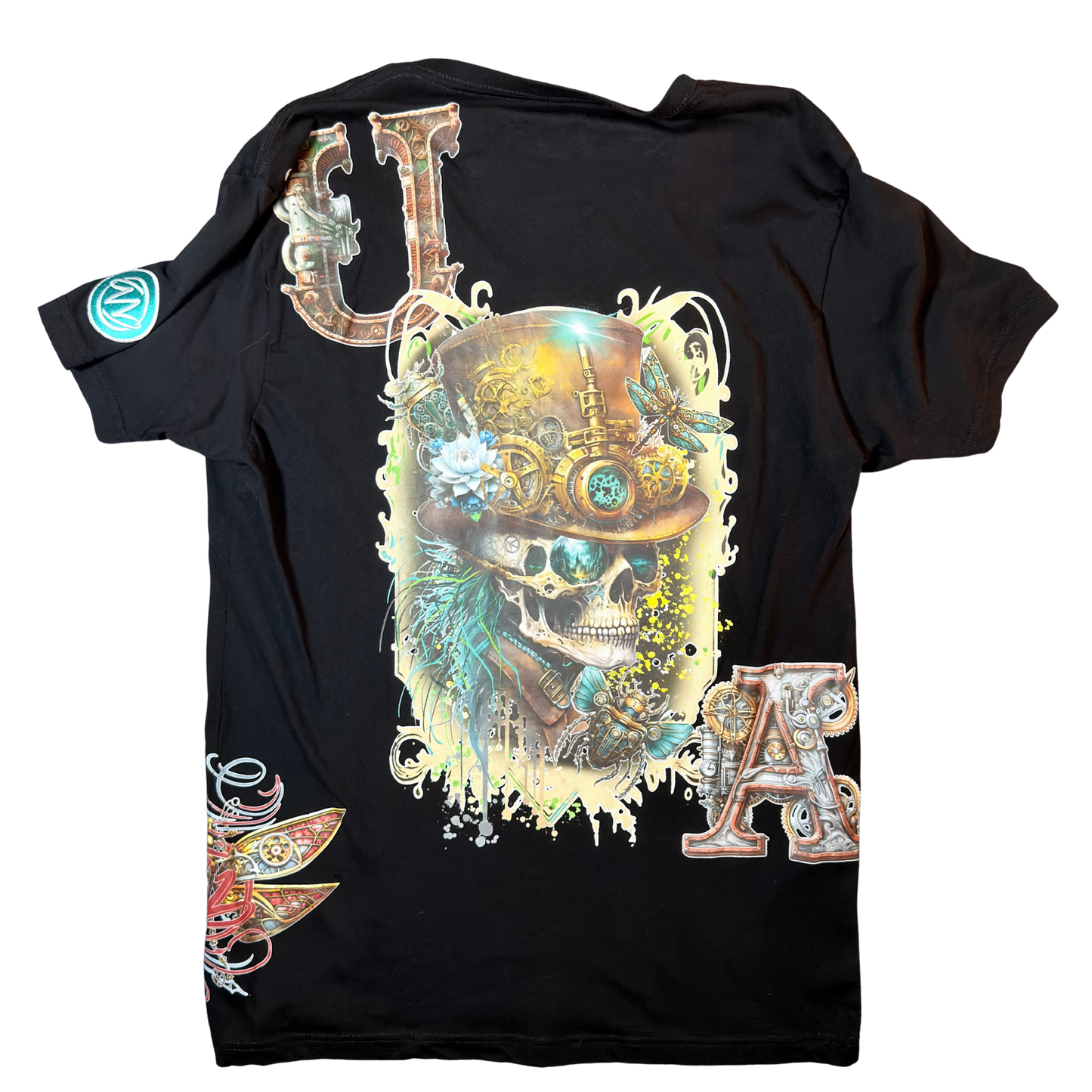 Steampunk Skull Vneck Tee