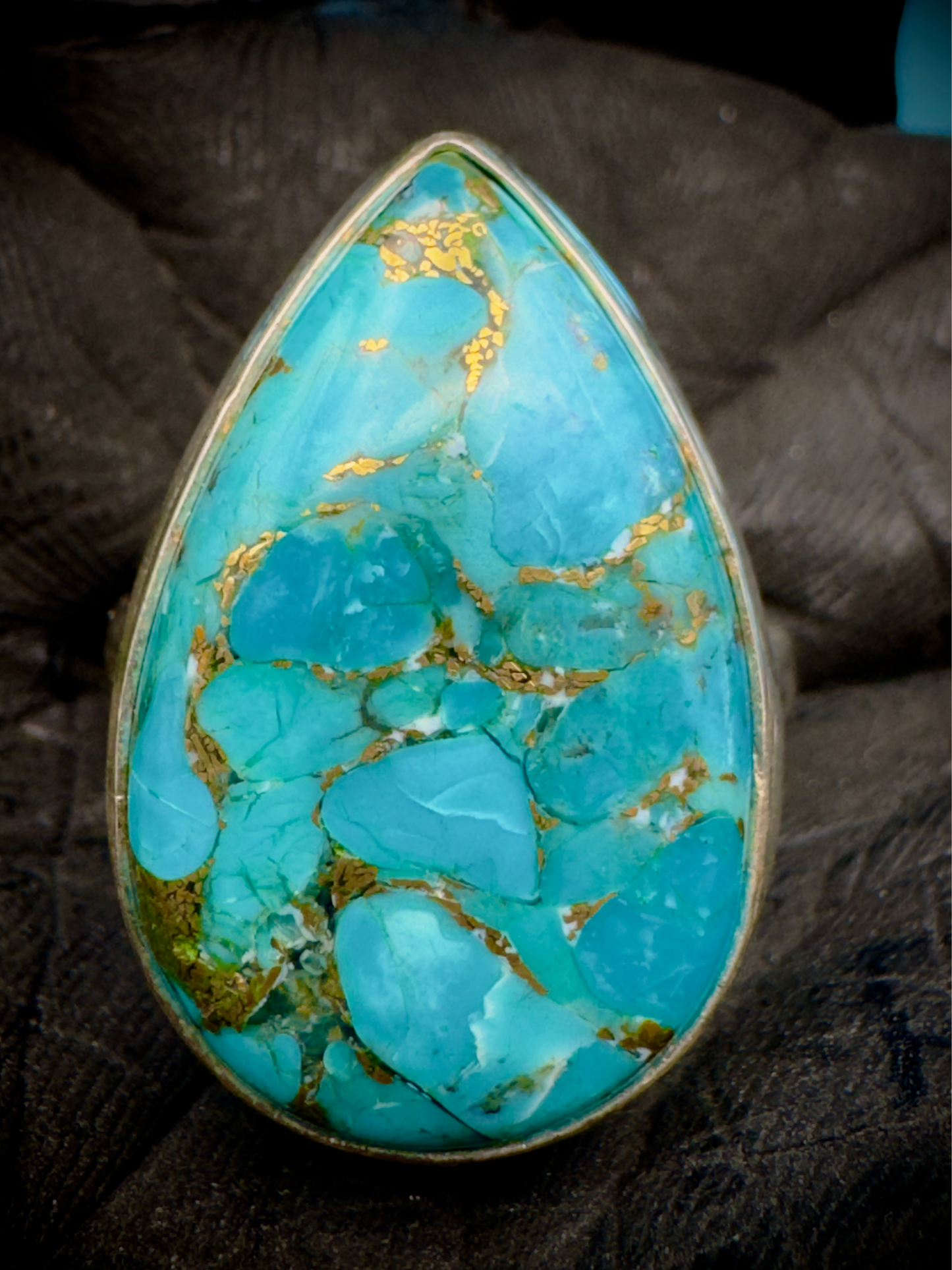 The Stone of Life Teardrop Turquoise Ring in size 6