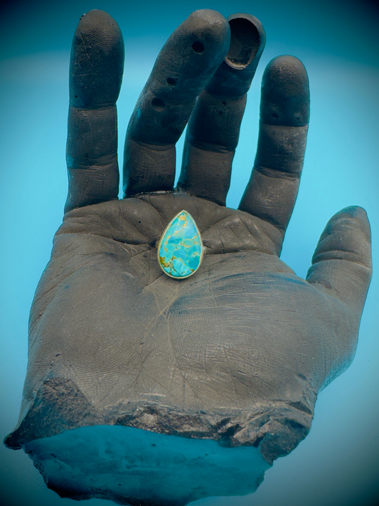 The Stone of Life Teardrop Turquoise Ring in size 6