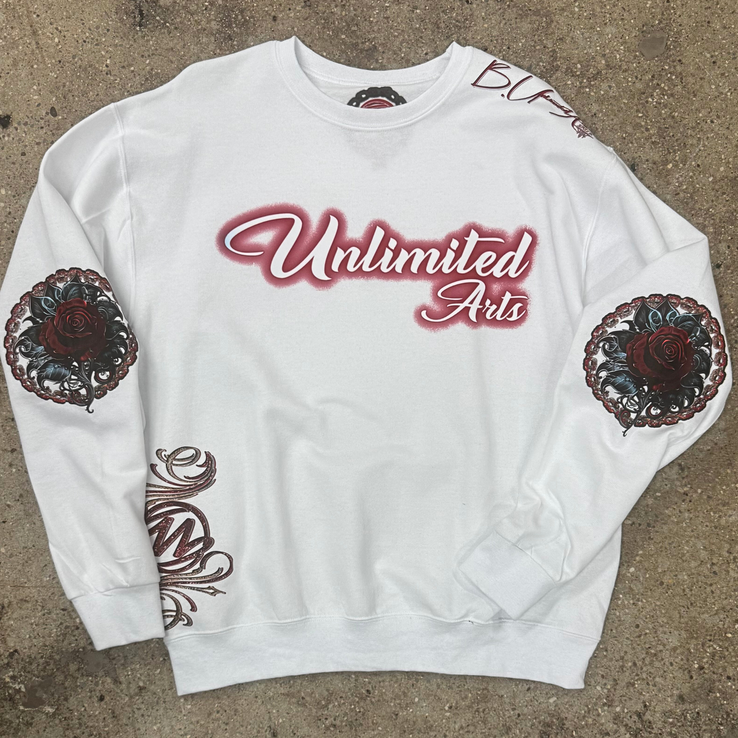 Unlimited Arts Cuts like a Thorn White Crewneck Sweatshirt