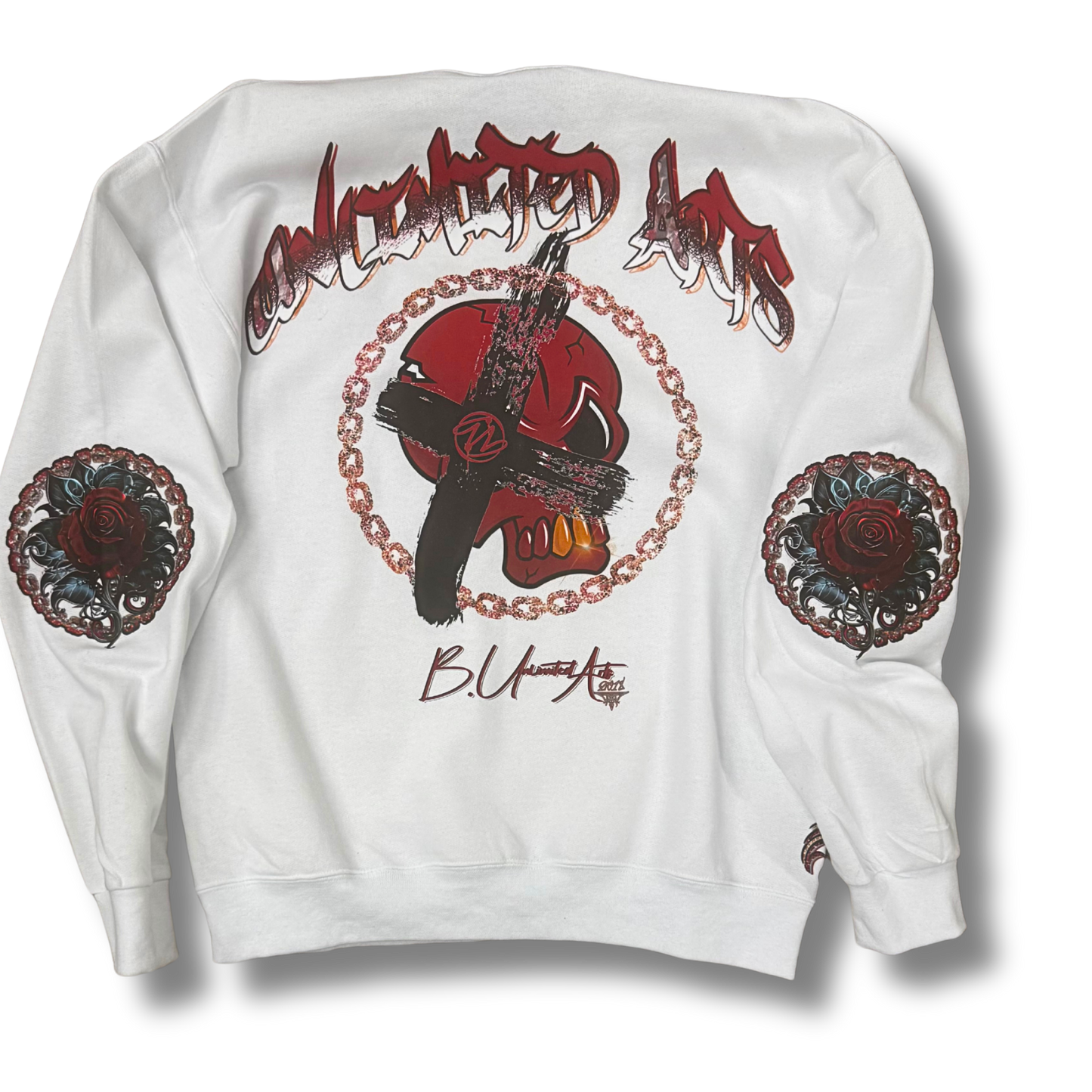 Unlimited Arts Cuts like a Thorn White Crewneck Sweatshirt