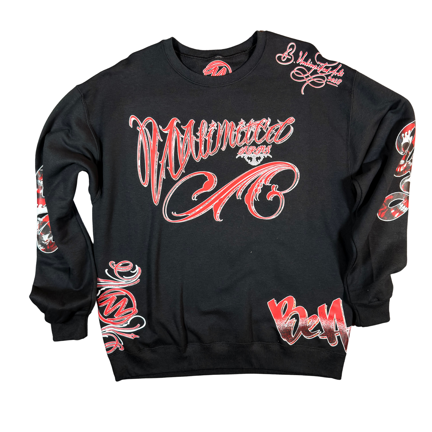 Unlimited Arts Blood Skull Puzzle Crewneck Sweatshirt