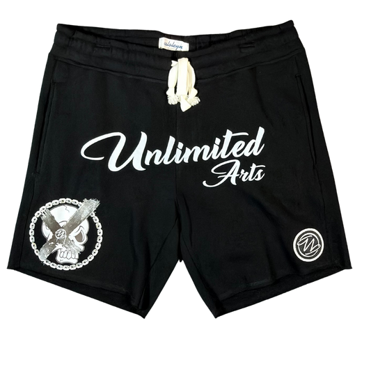 Unlimited Arts Skull Drawstring Shorts