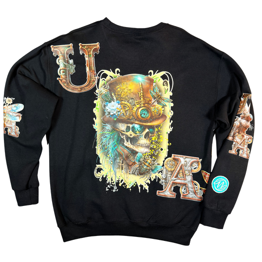 Unlimited Arts Steampunk Gentlemen Skull Crewneck Sweatshirt