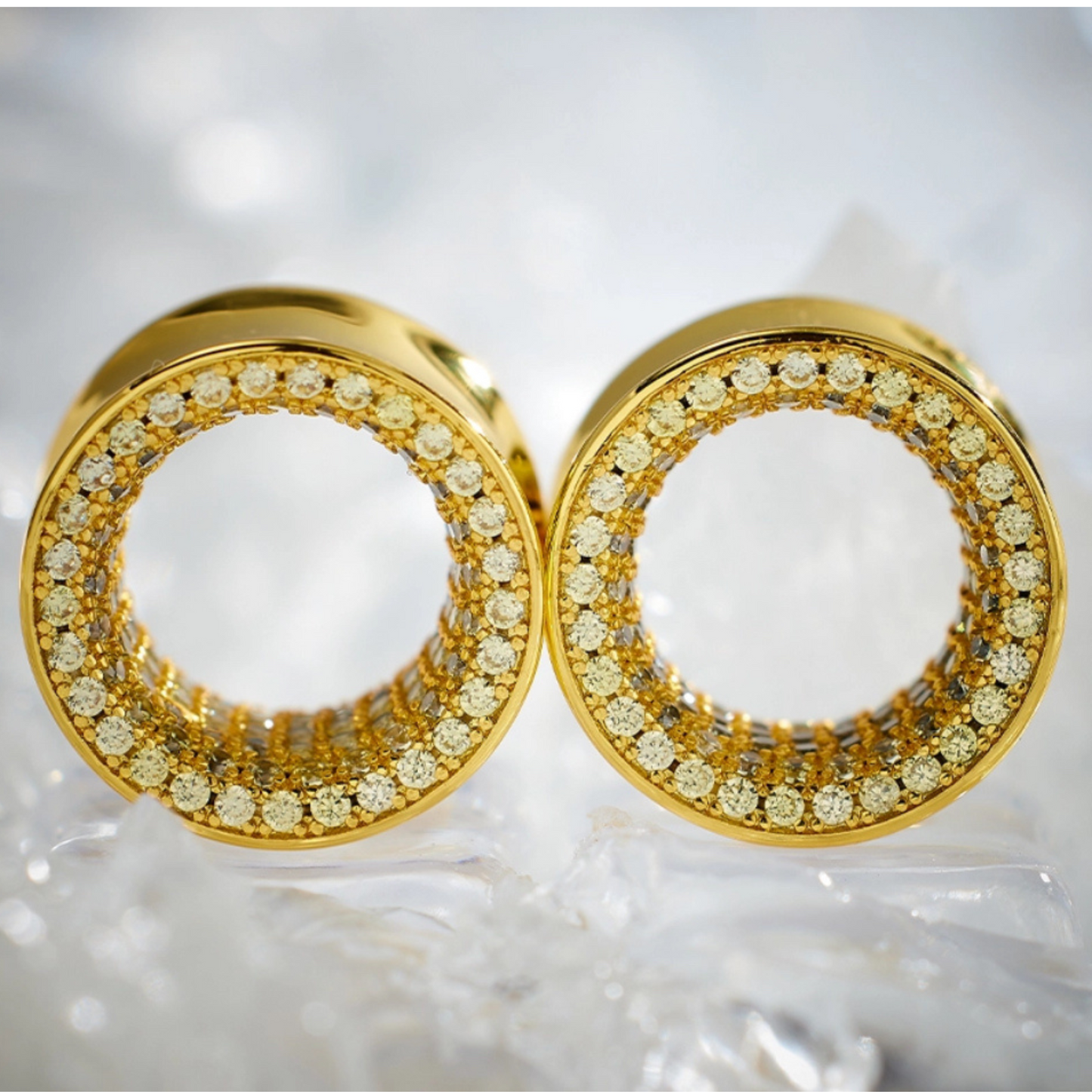 S925 Stars Shining Zircon Ear Gauge Tunnel（2Pcs）