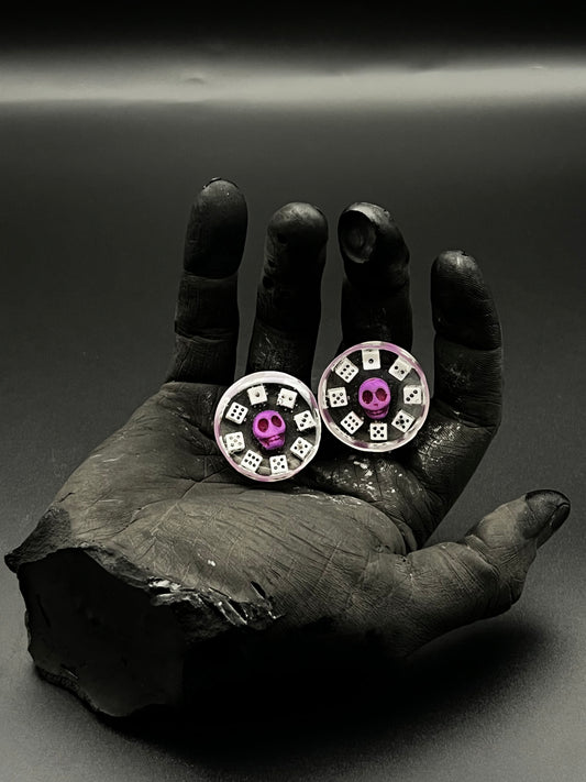 Purple skull with dice