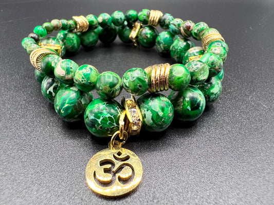 Emerald Green and Gold Bracelet